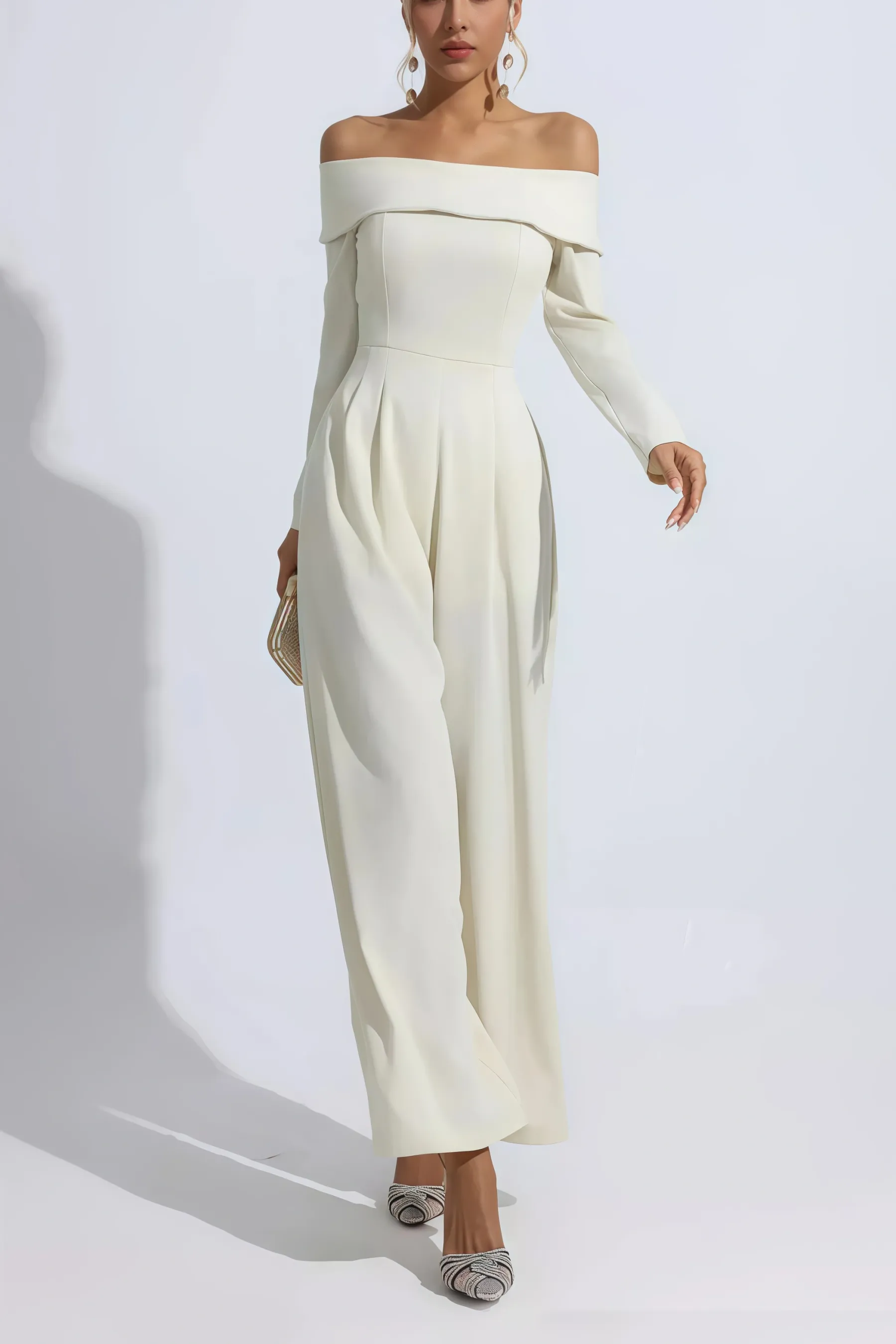 Jade Apricot Off Shoulder Drape Jumpsuit