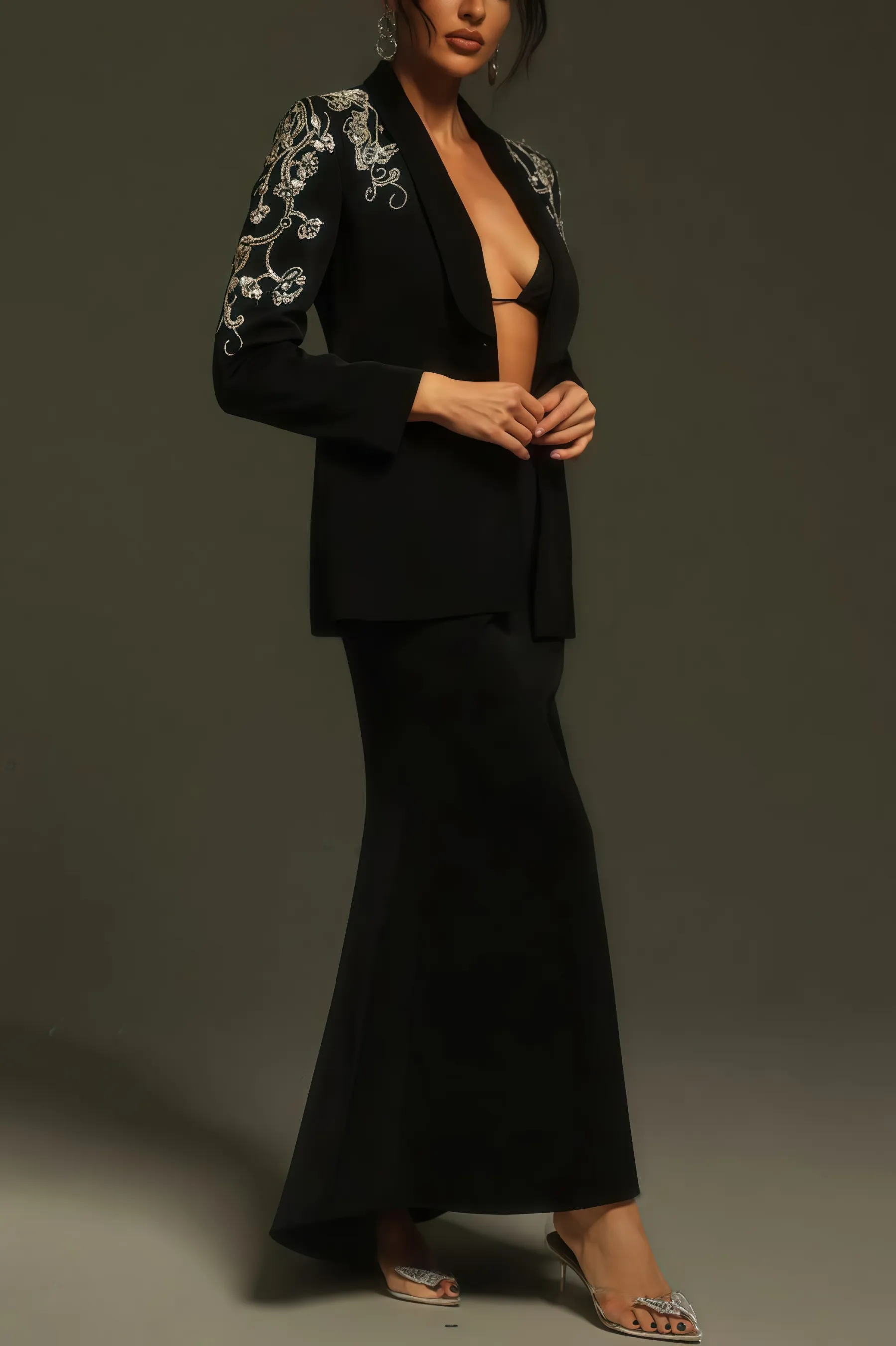 Luna Long Sleeve Rhinestone Blazer Set