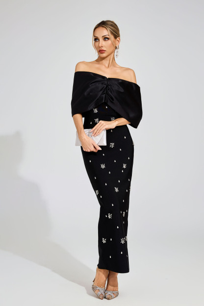 Hannah Black Diamond Bandage Dress