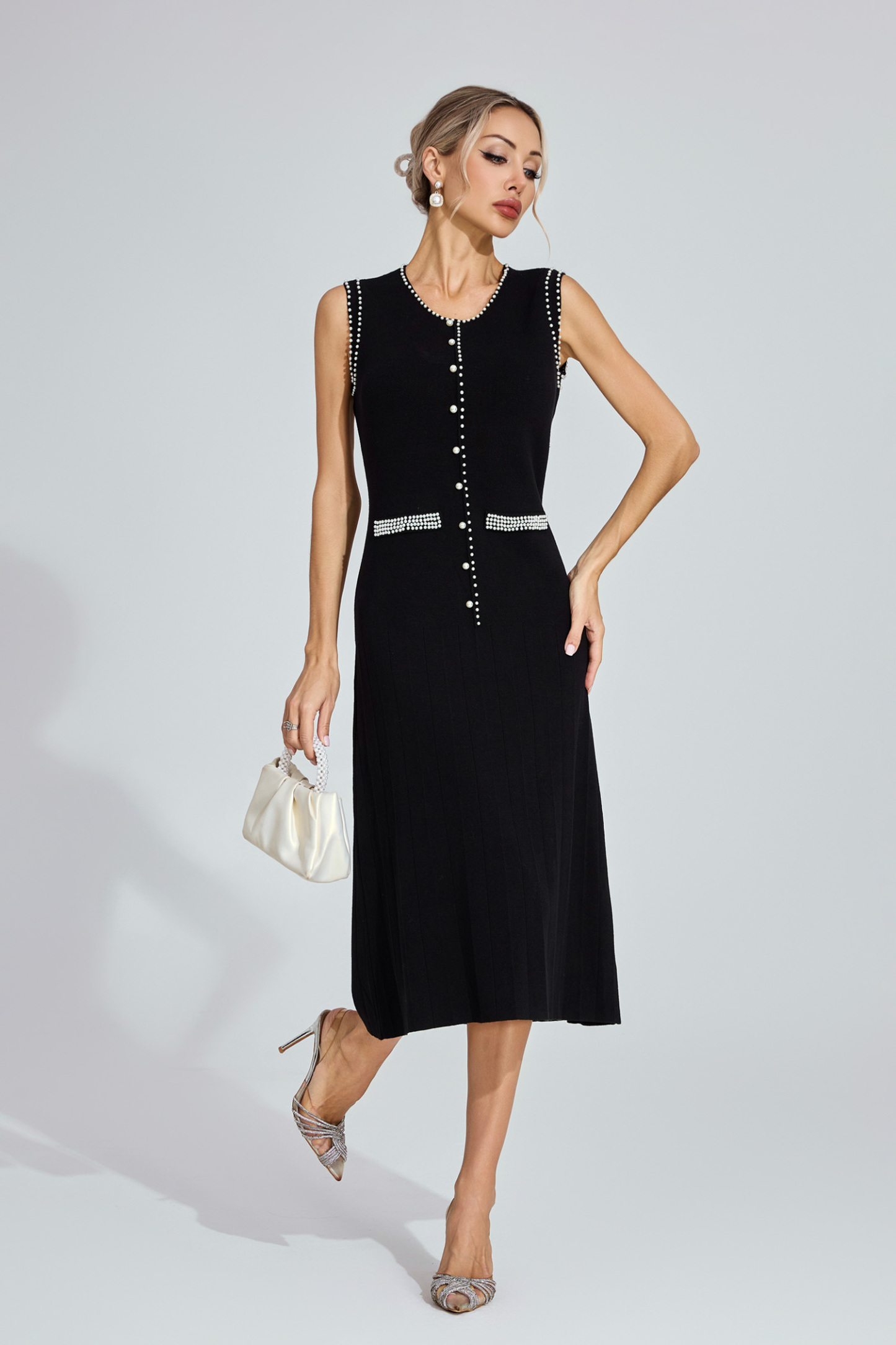 Jovana Black Knit Midi Dress