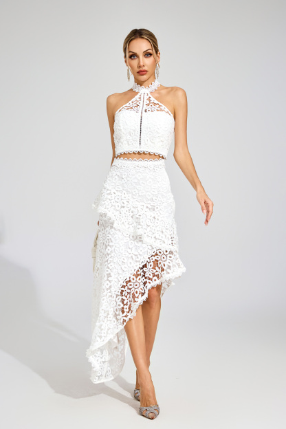 Daniela White Lace Sleeveless Set