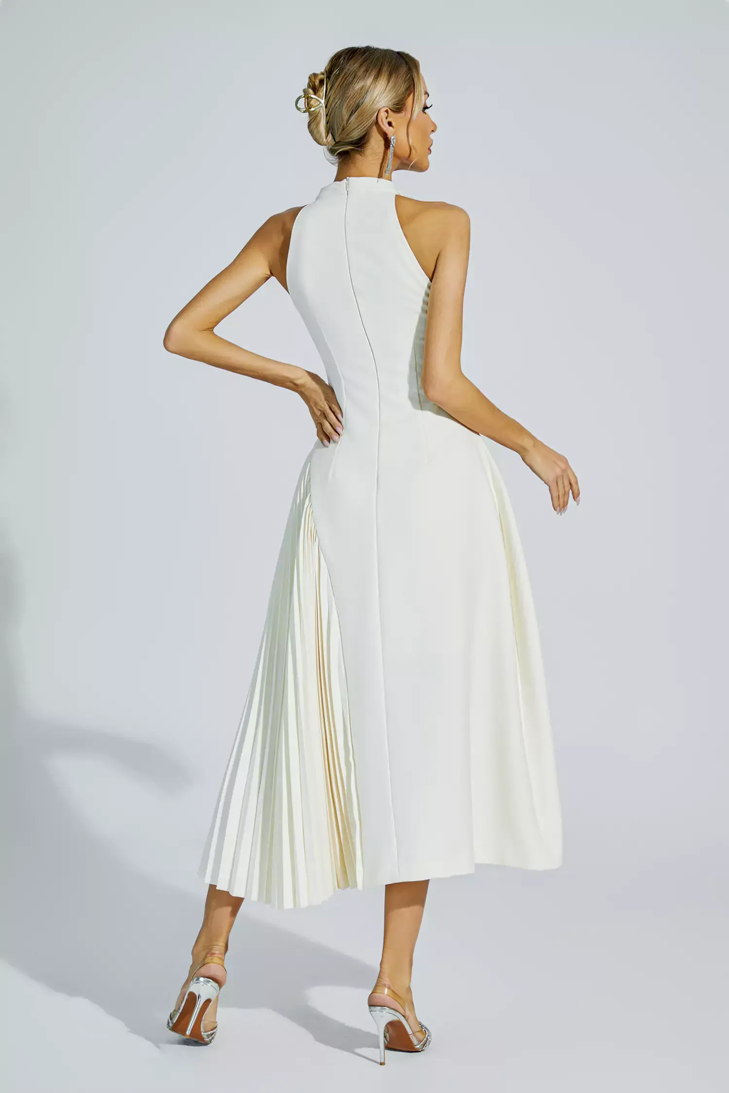 Seraphina Cream Ruched Midi Dress