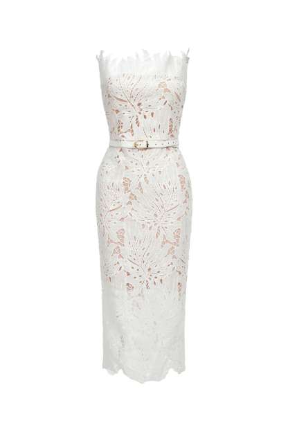 Juliet Strapless Lace Midi Bandage Dress