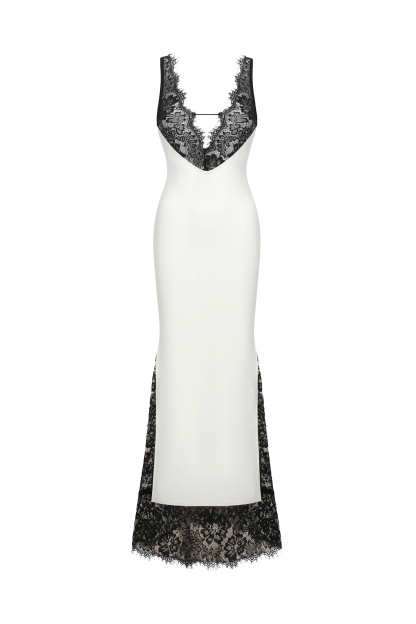 Kiley Lace Deep V Maxi Dress