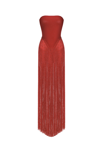 Haylee Strapless Fringe Dress