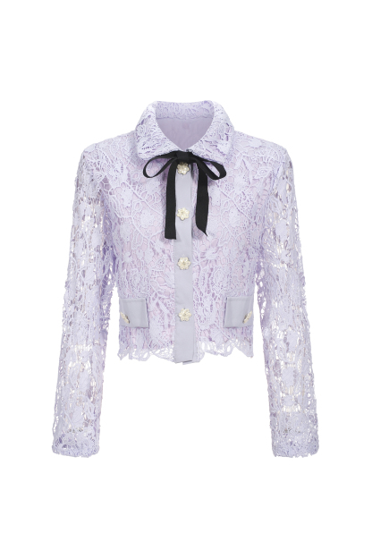 Angelina Long Sleeves Hollow Lace Two-Piece Set