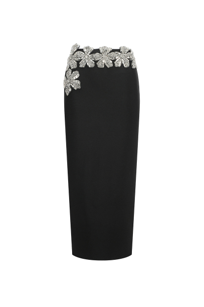 Kari Choker Long Sleeve Diamond Flowers Bandage Maxi Two-Piece Set