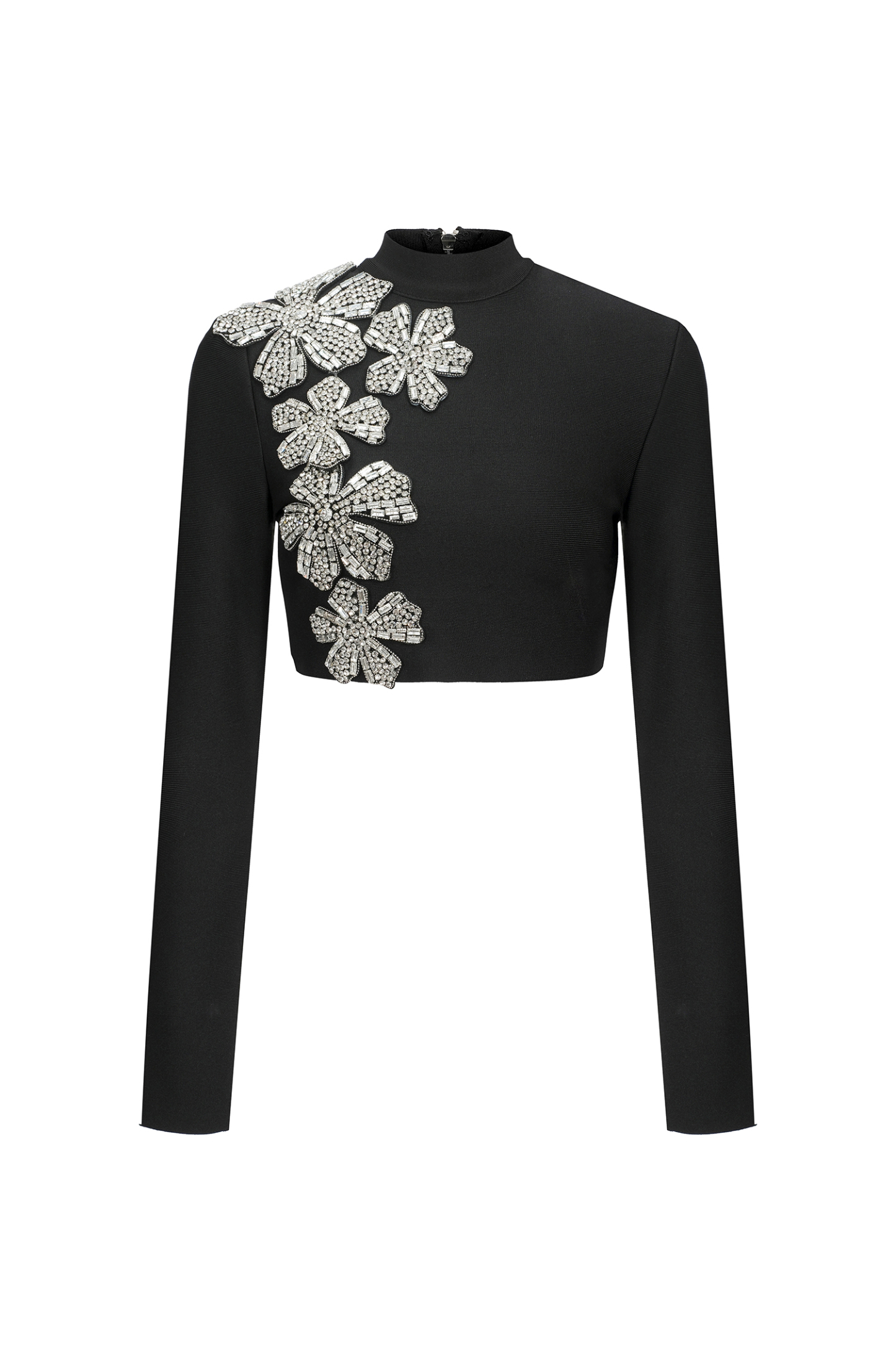 Kari Choker Long Sleeve Diamond Flowers Bandage Maxi Two-Piece Set