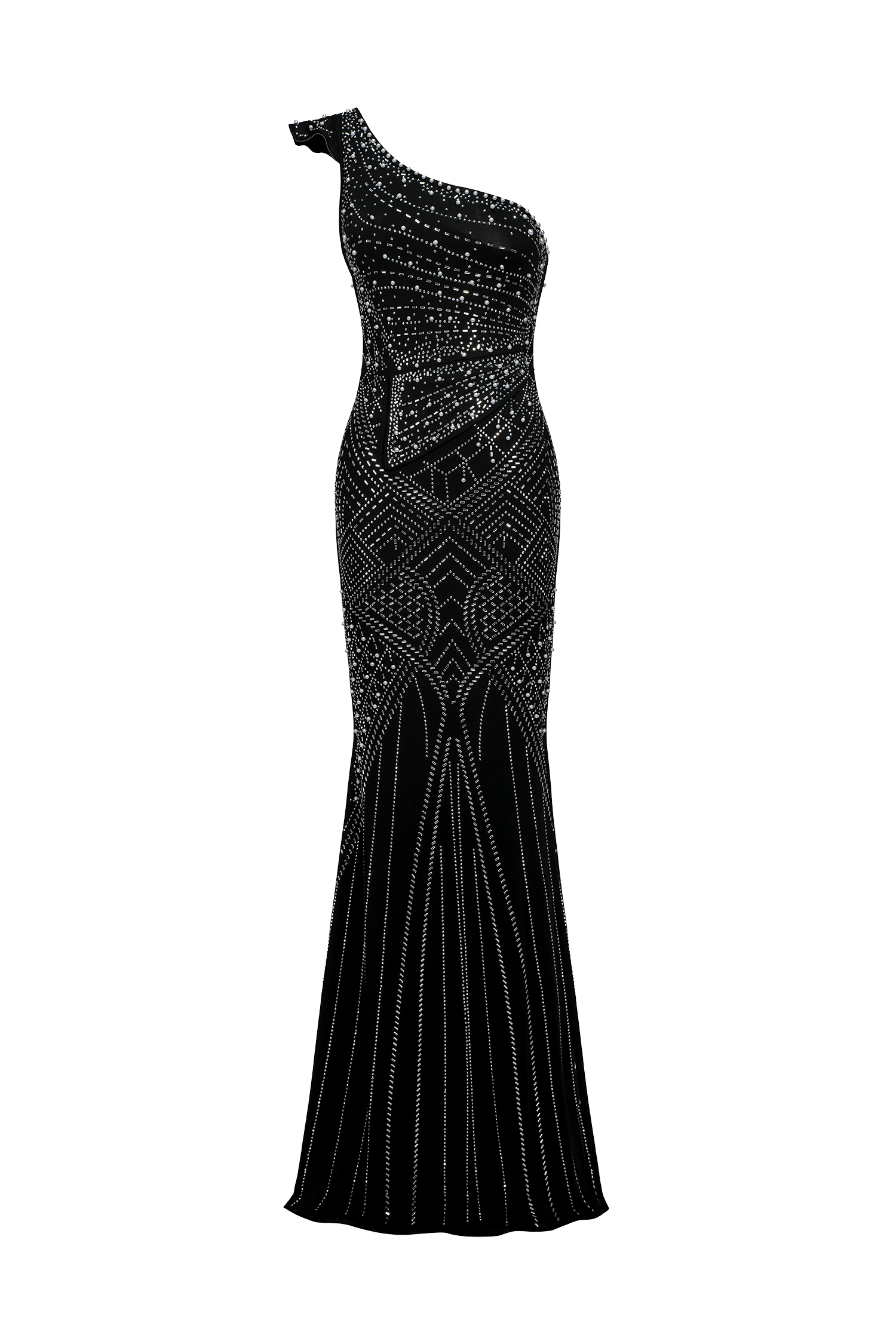 Jada Skew Collar Diamond Maxi Dress