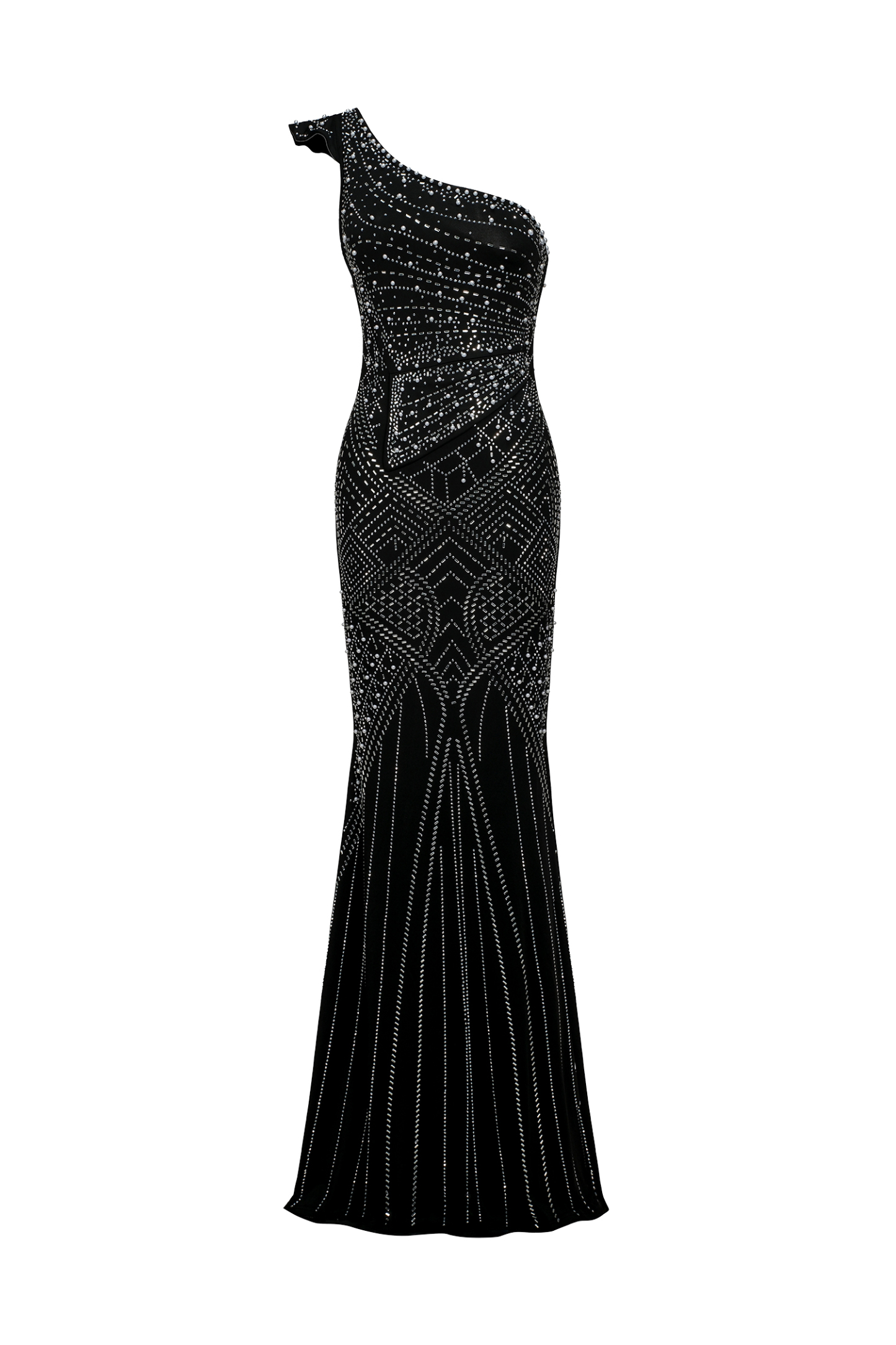 Jada Skew Collar Diamond Maxi Dress