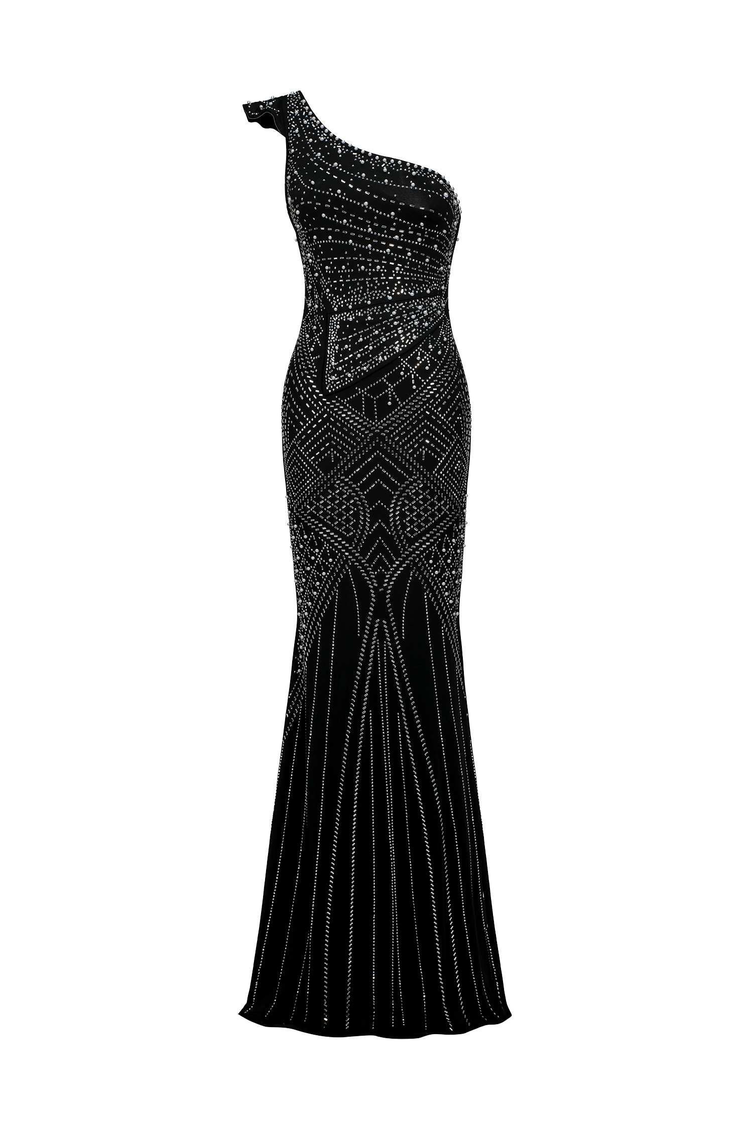 Jada Skew Collar Diamond Maxi Dress