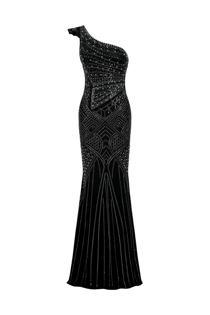 Jada Skew Collar Diamond Maxi Dress