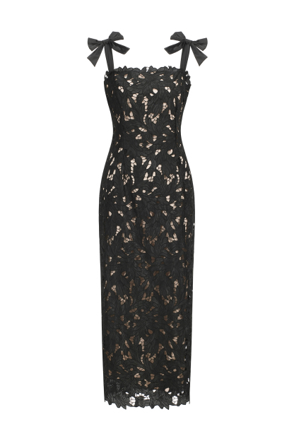 Lena Sleeveless Lace Bow Maxi Dress