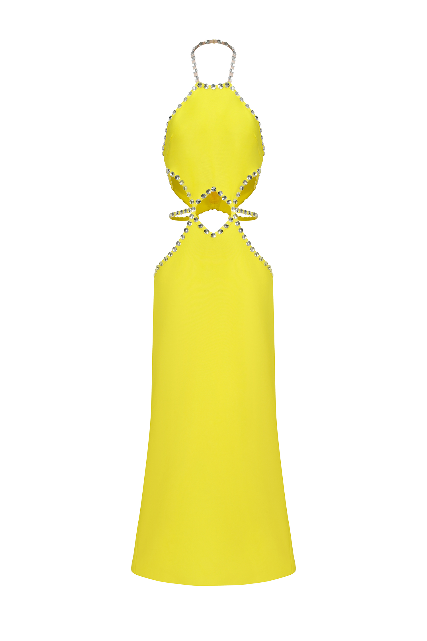 Deirdre Halter Sleeveless Hollow Out Diamond Bandage Maxi Dress