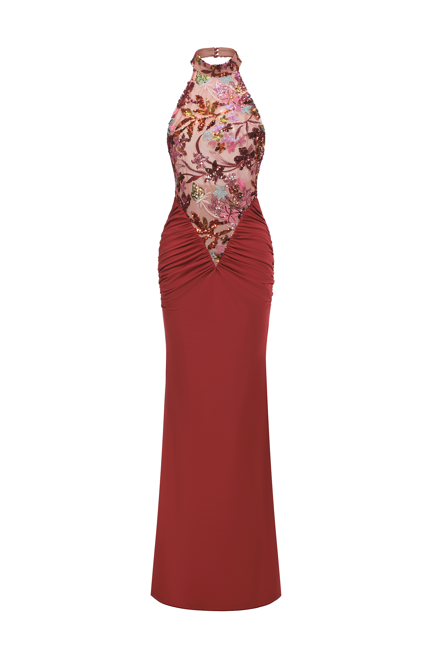 Kaelyn Flowers Sequins Slim Maxi Dress