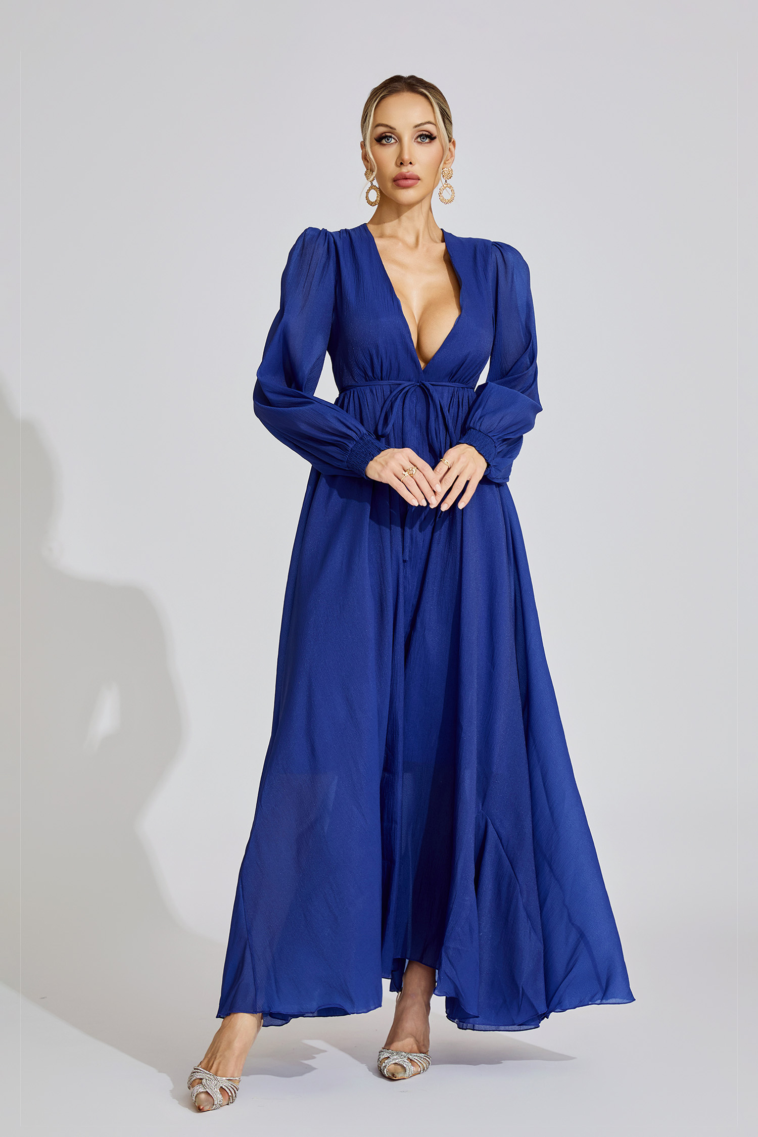 Hattie Dark Blue Ruched Dress