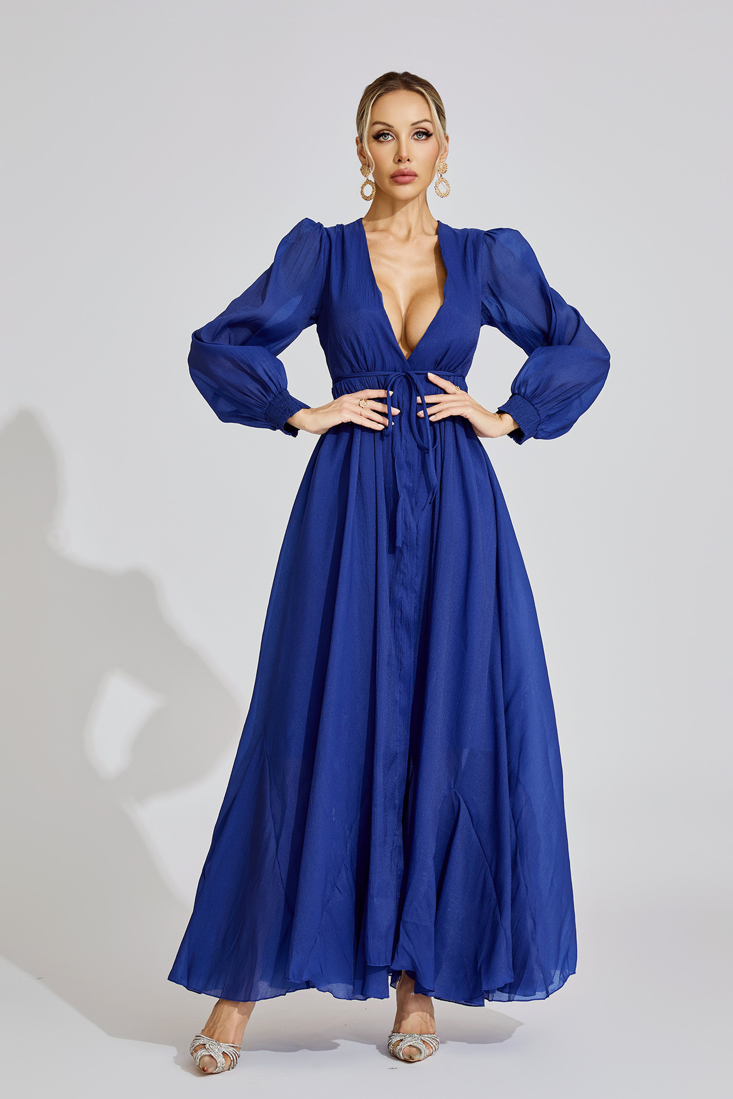 Hattie Dark Blue Ruched Dress