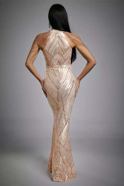 Alexandra Rose Gold Sequin Maxi Dress