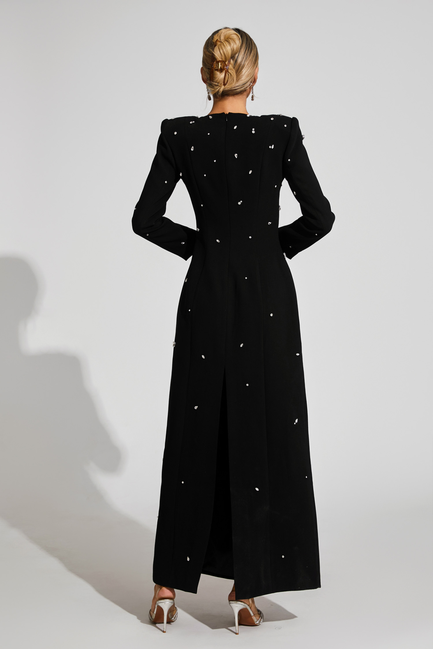 Emelda Black Diamond Long Sleeve Dress