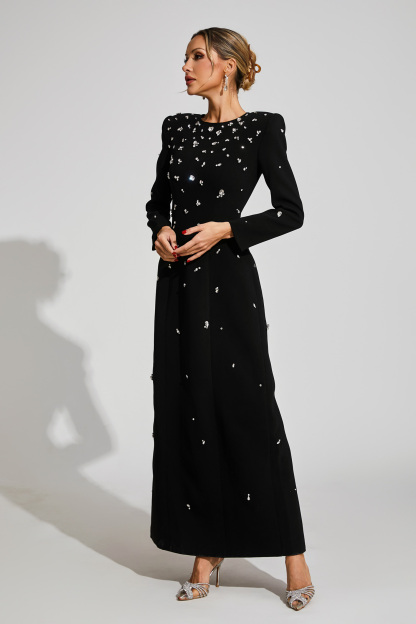 Emelda Black Diamond Long Sleeve Dress