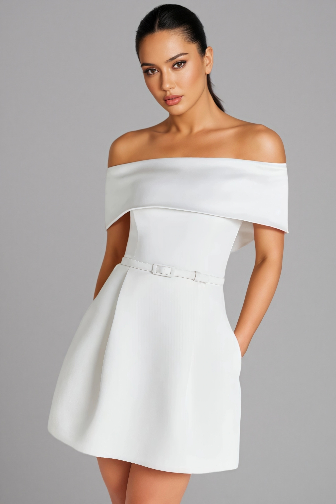 Guadalupe White Off Shoulder Mini Dress