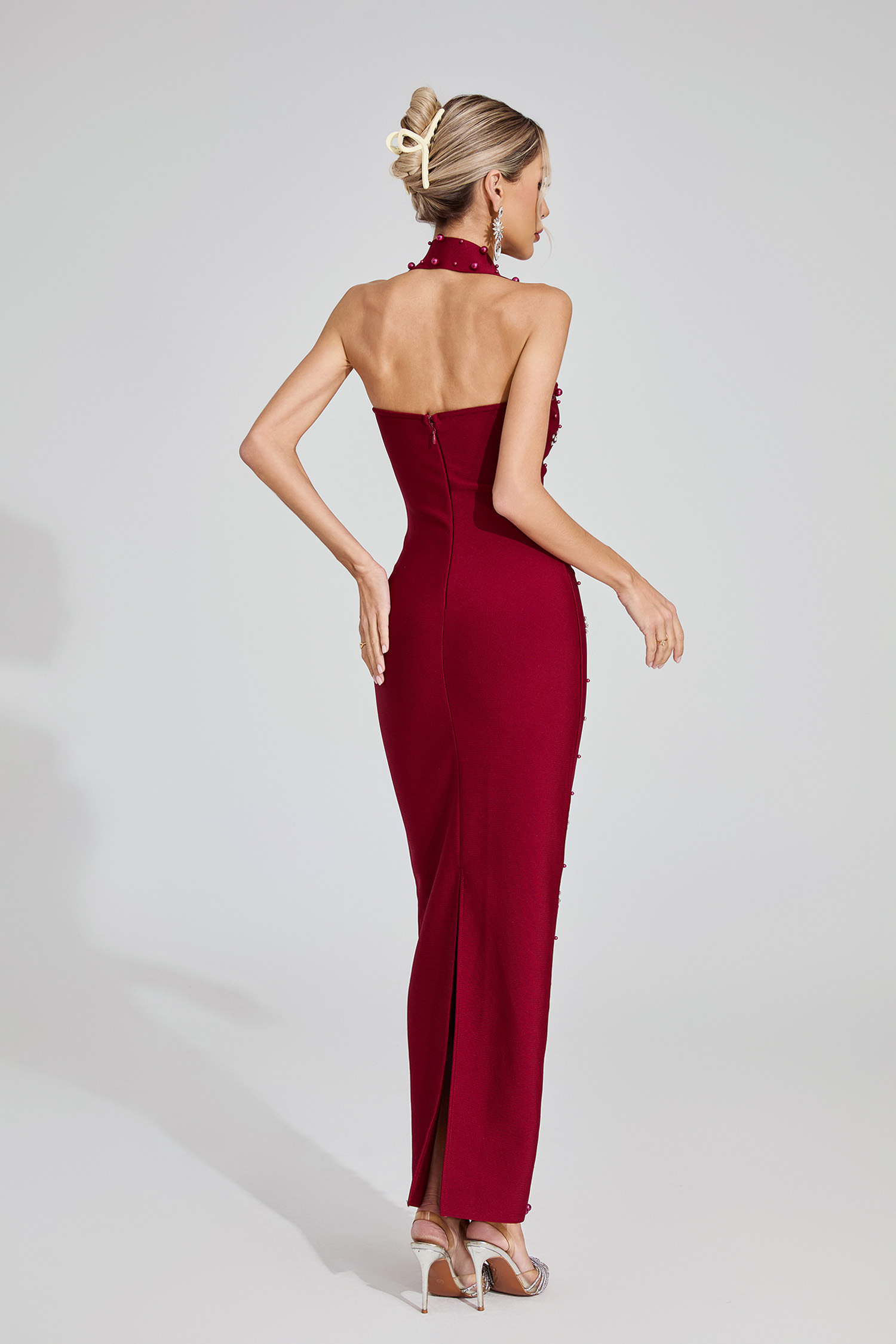 Elina Red Halter Maxi Dress