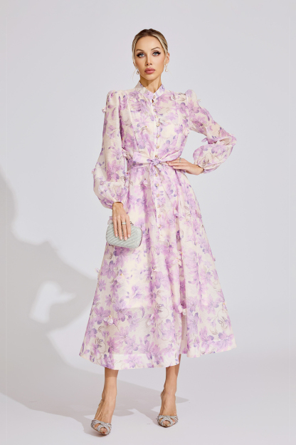 Ebony Purple Floral Maxi Dress