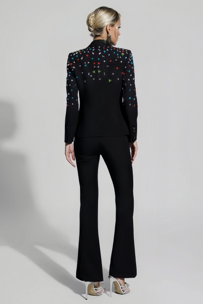 Renata Black Coloured Diamonds Blazer Set