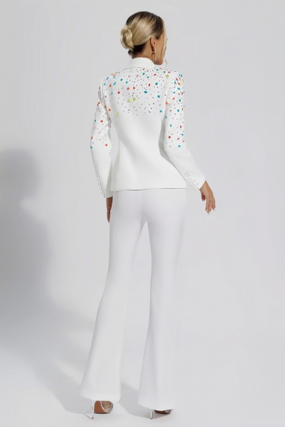 Renata White Coloured Diamonds Blazer Set