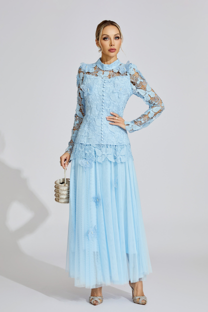 Guadalupe Blue Embroidered Two Piece Set