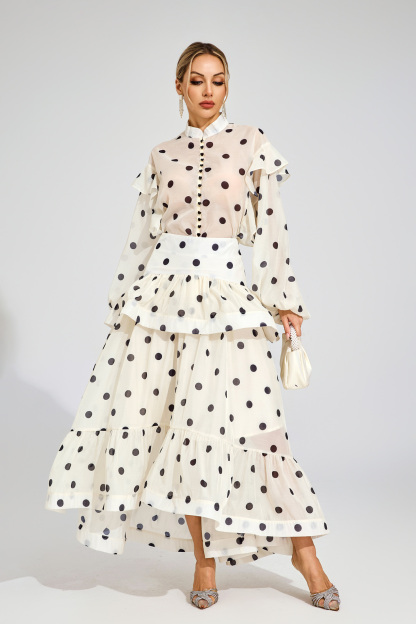 Clarissa Apricot Polka Dot Set