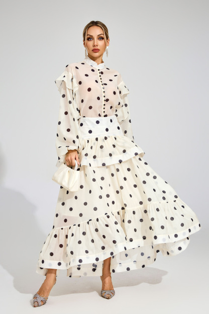 Clarissa Apricot Polka Dot Set