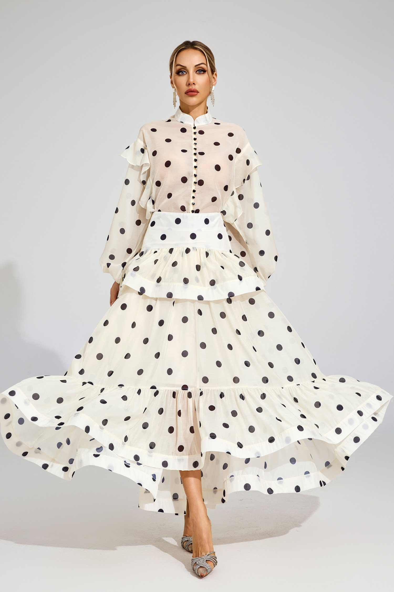 Clarissa Apricot Polka Dot Set