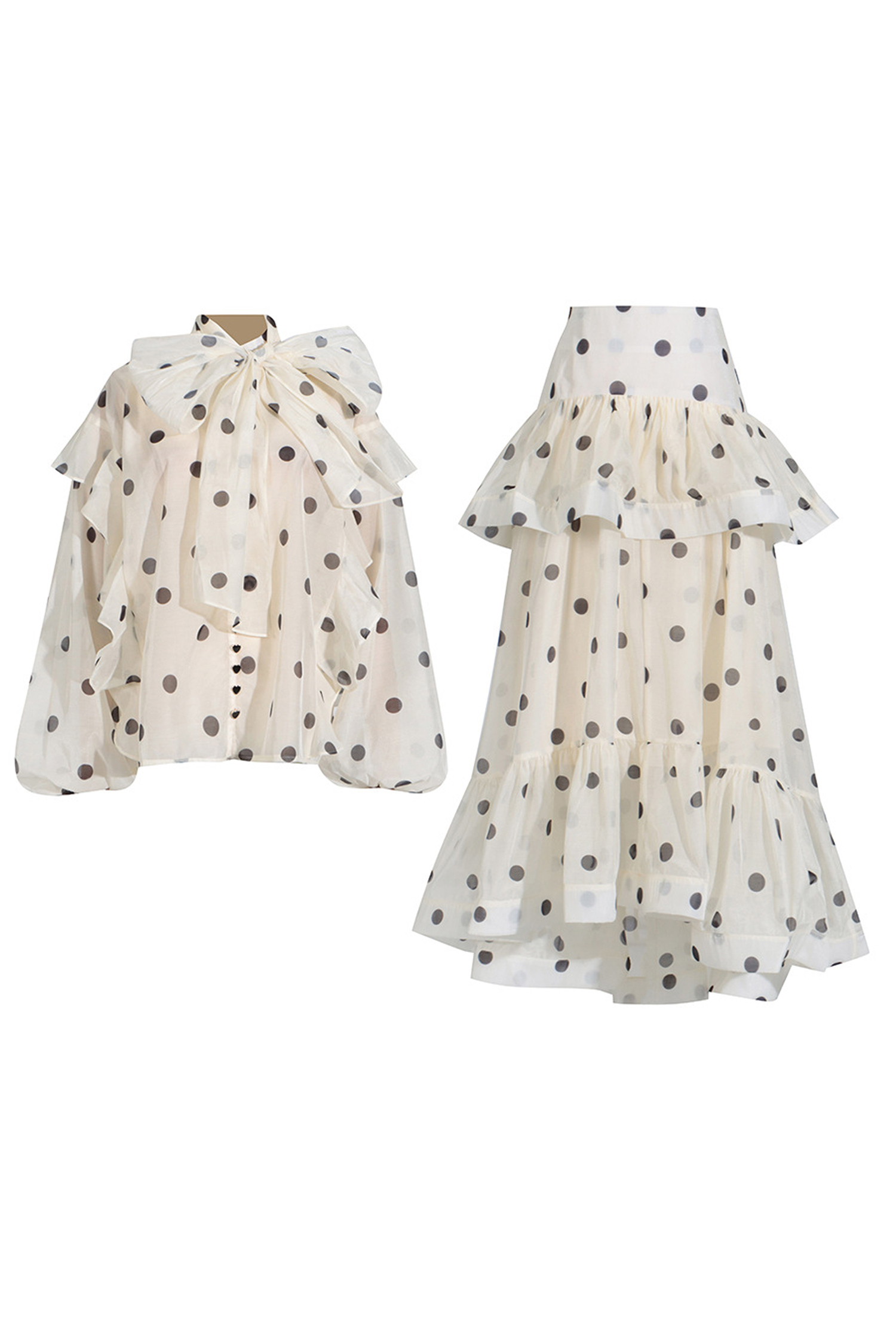 Clarissa Apricot Polka Dot Set