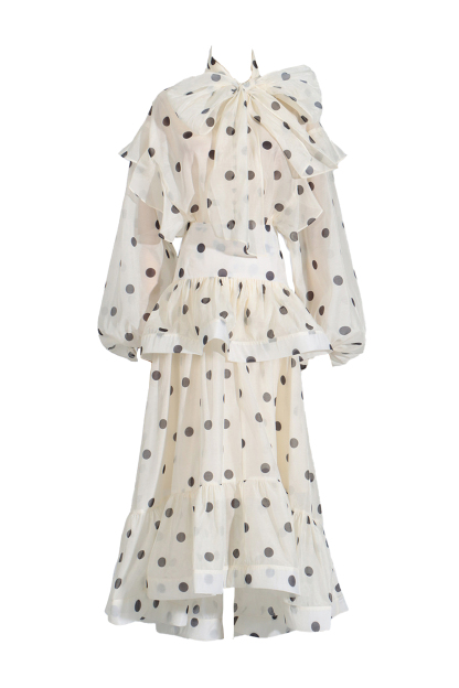 Clarissa Apricot Polka Dot Set