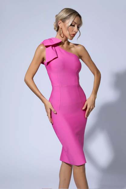 Kenna Pink Bow Bandage Dress