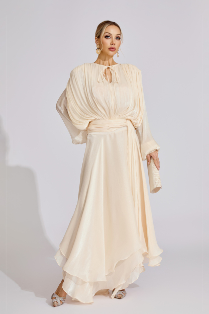 Joyce Apricot Long Sleeve Maxi Dress