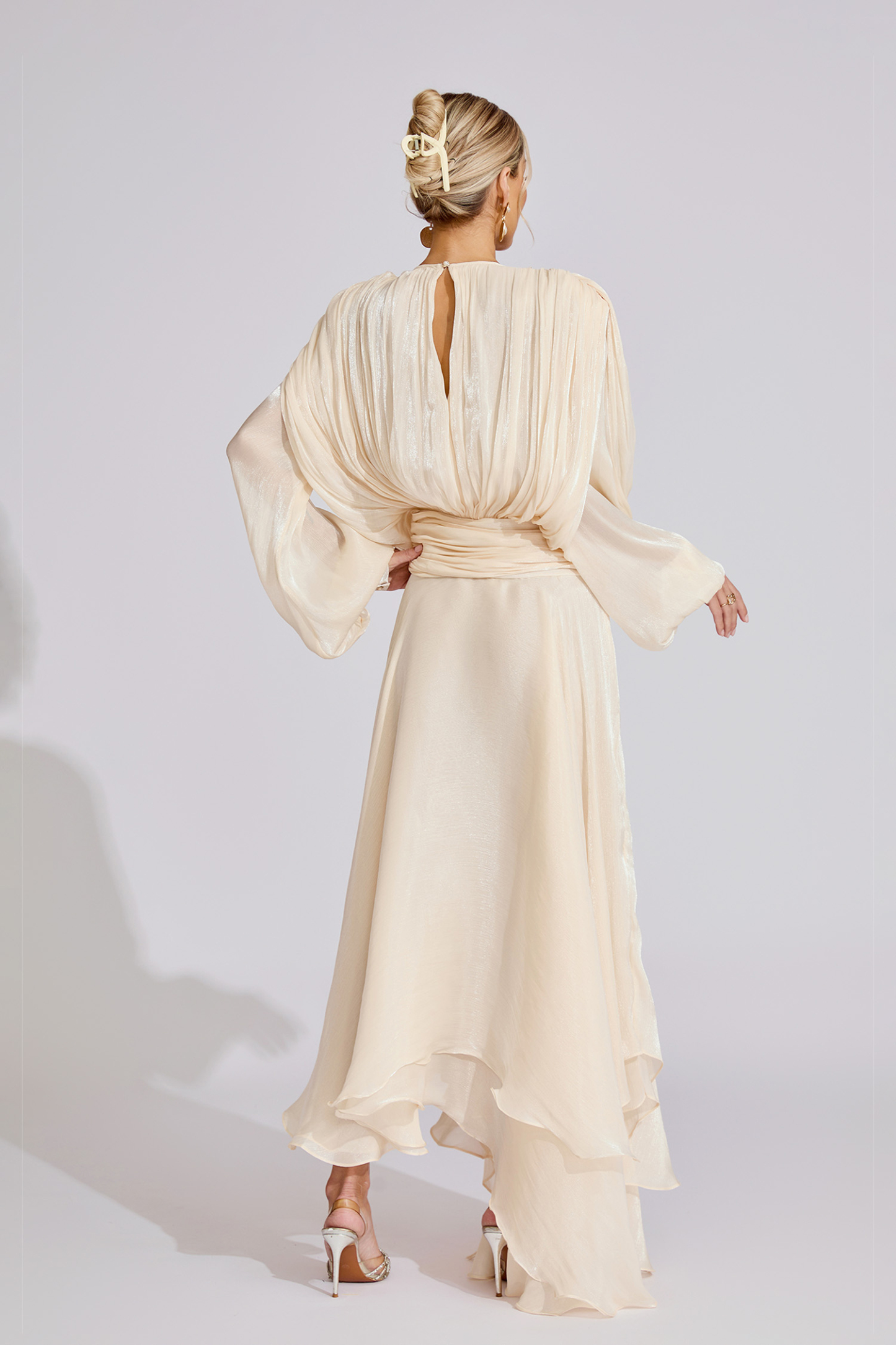 Joyce Apricot Long Sleeve Maxi Dress