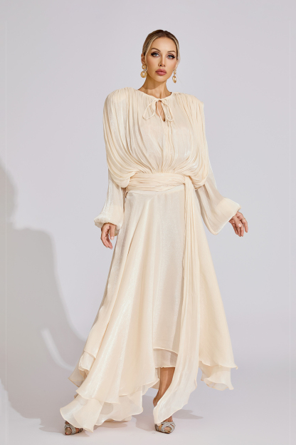 Joyce Apricot Long Sleeve Maxi Dress