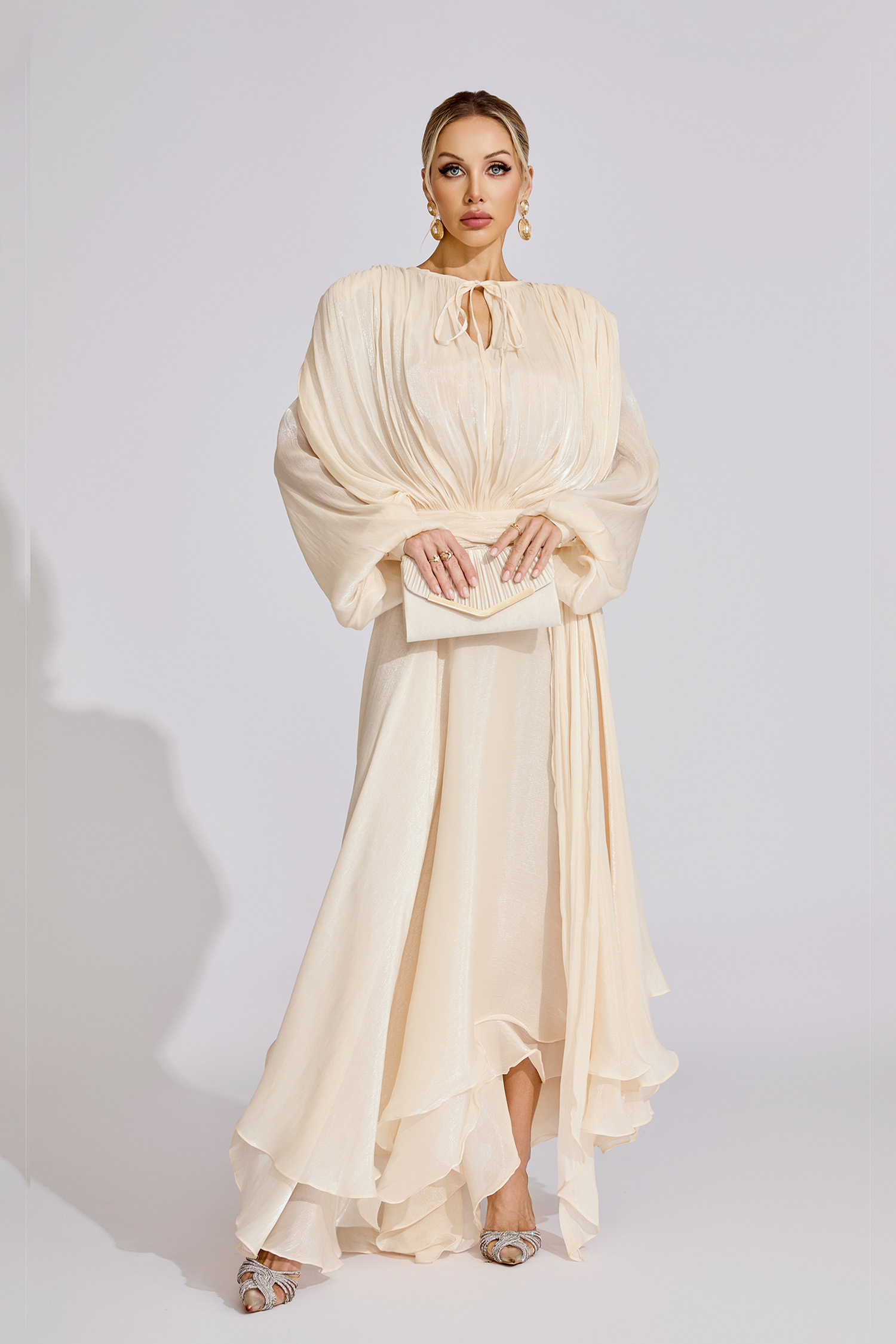 Joyce Apricot Long Sleeve Maxi Dress