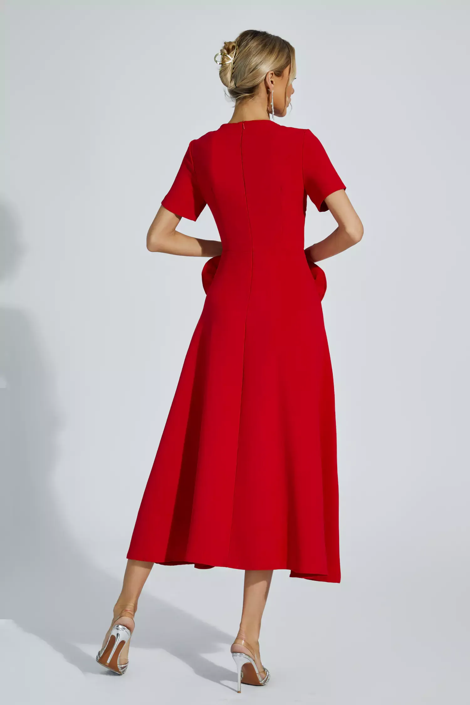 Emilie Red Flower Midi Dress