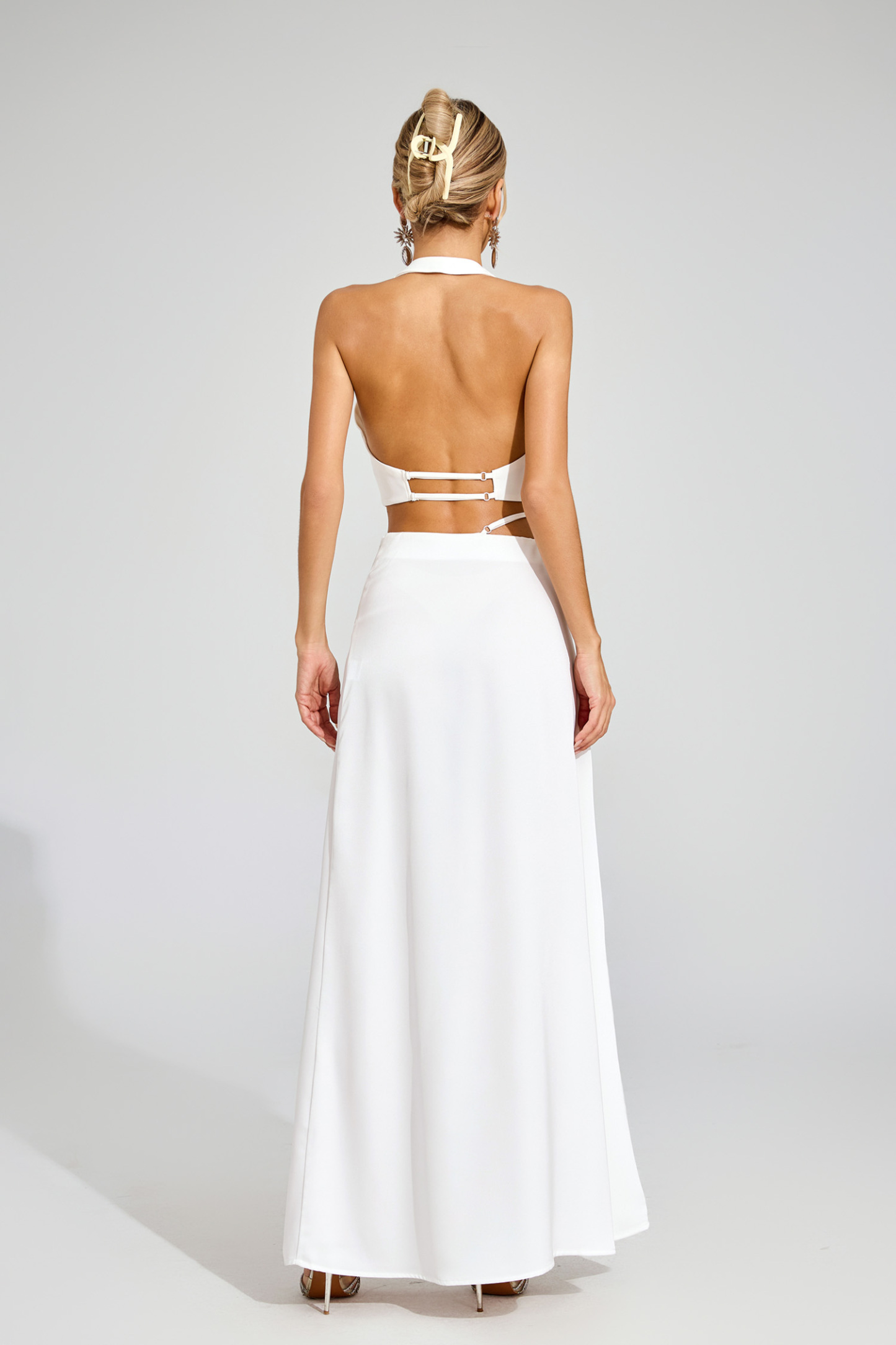 Kaylin White Halter Blazer Set