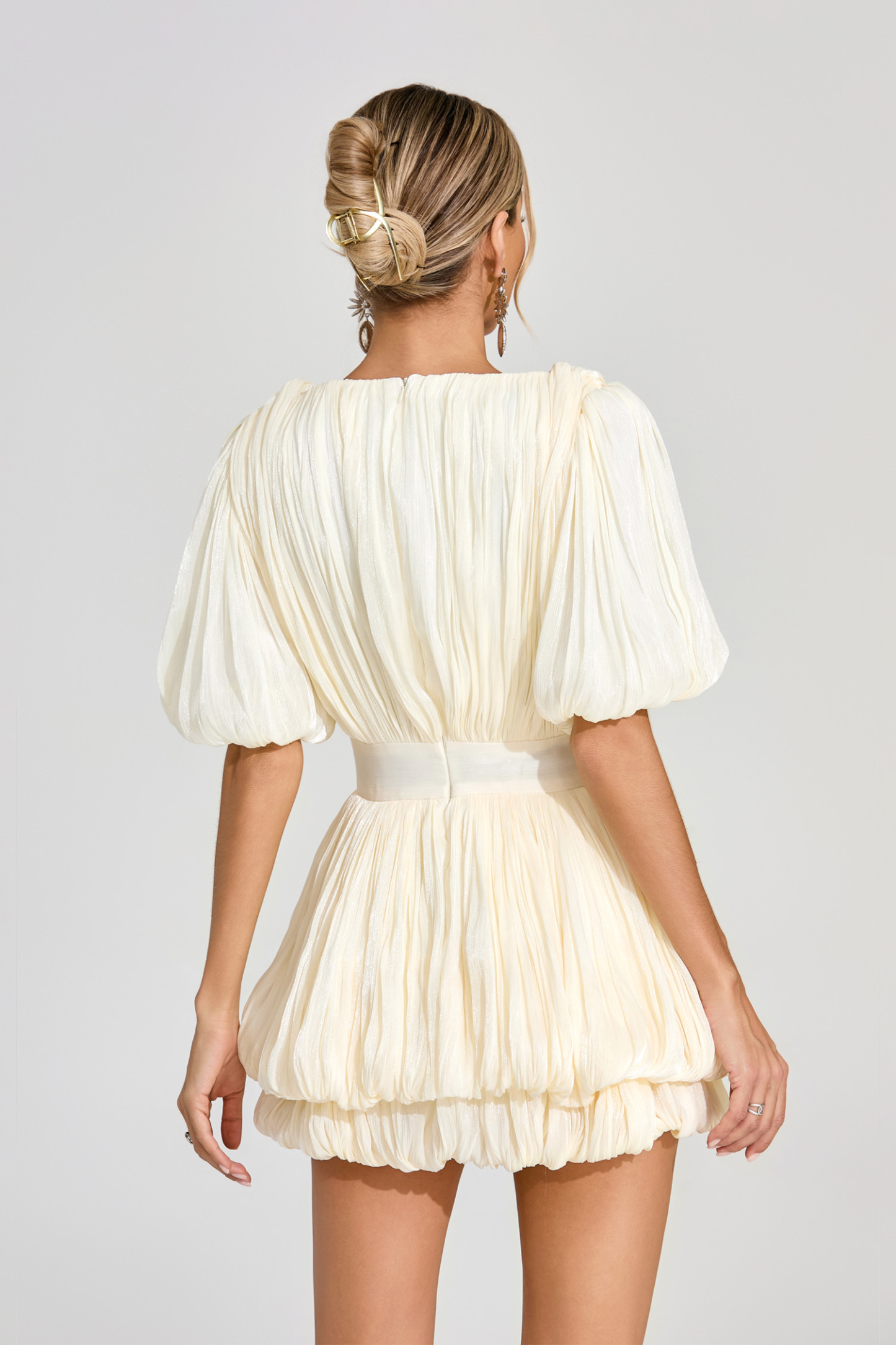 Adriana Apricot Pleated Mini Dress