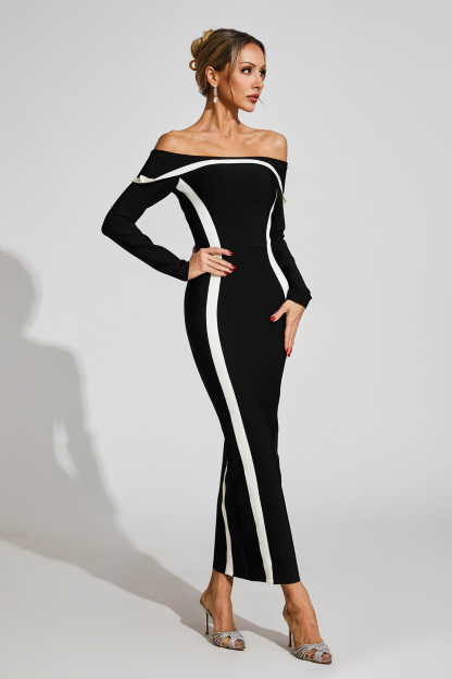 Gloria Black Off Shoulder Bandage Dress