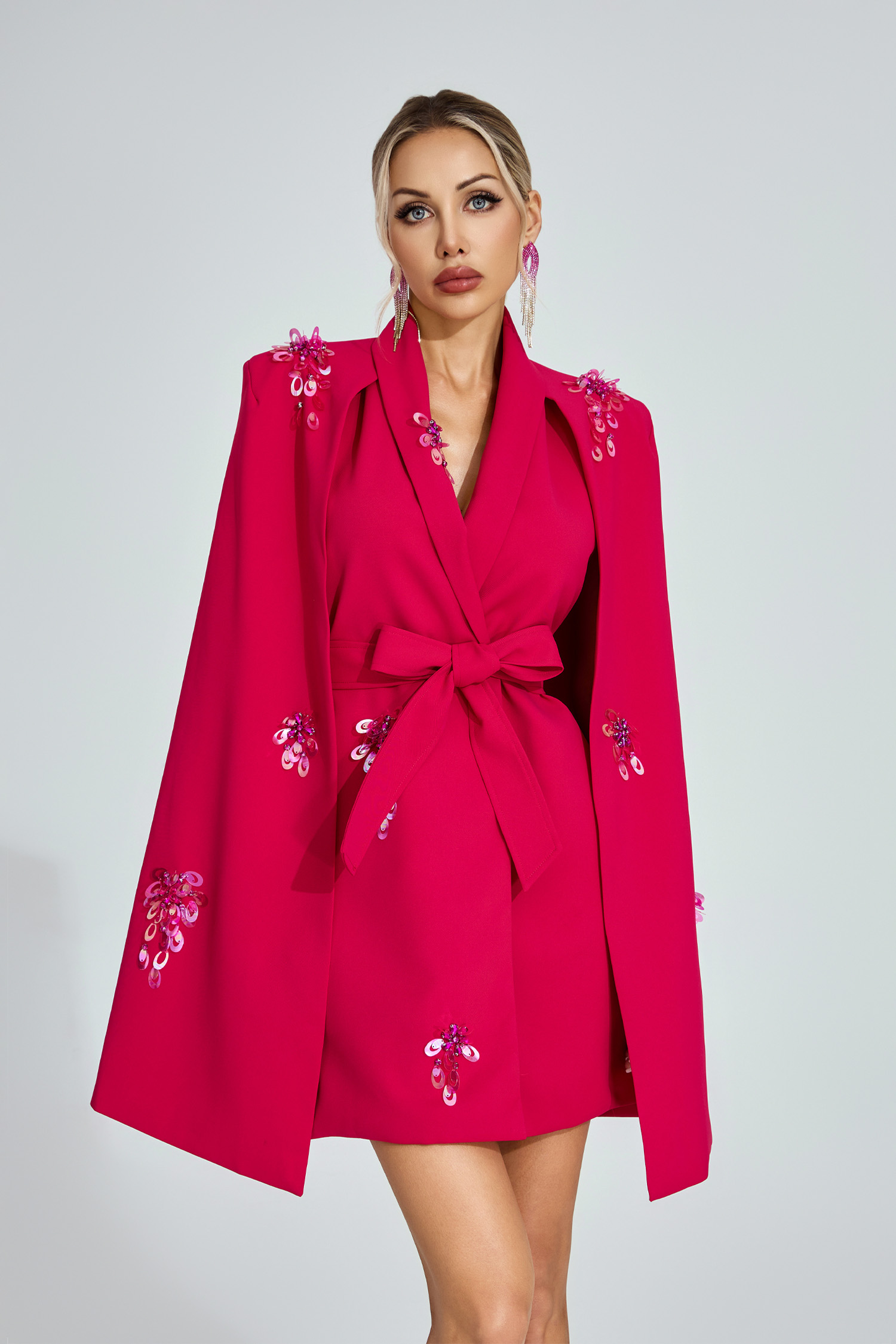 Alice Rose Red Cape - Sleeve Blazer Dress