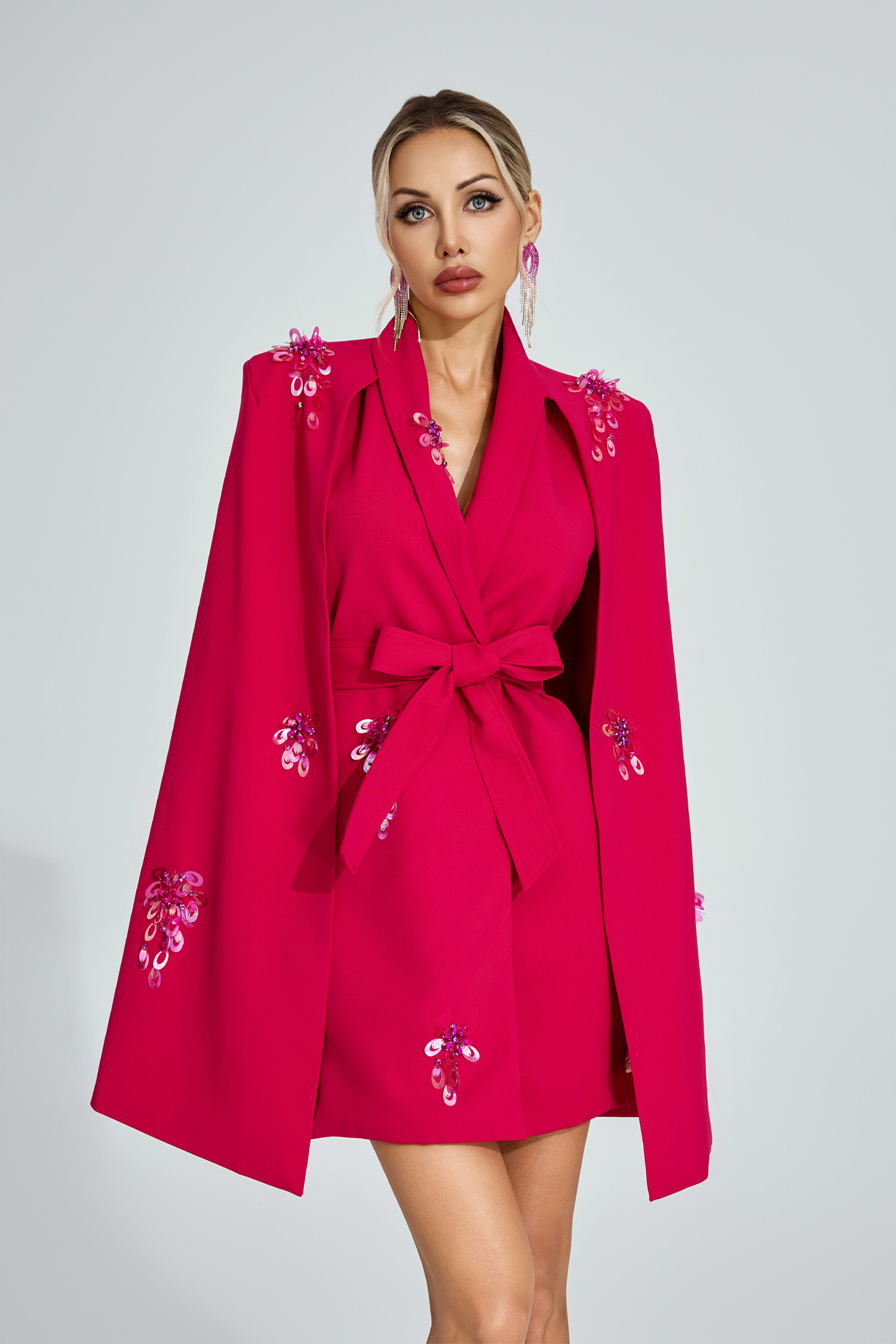 Alice Rose Red Cape - Sleeve Blazer Dress