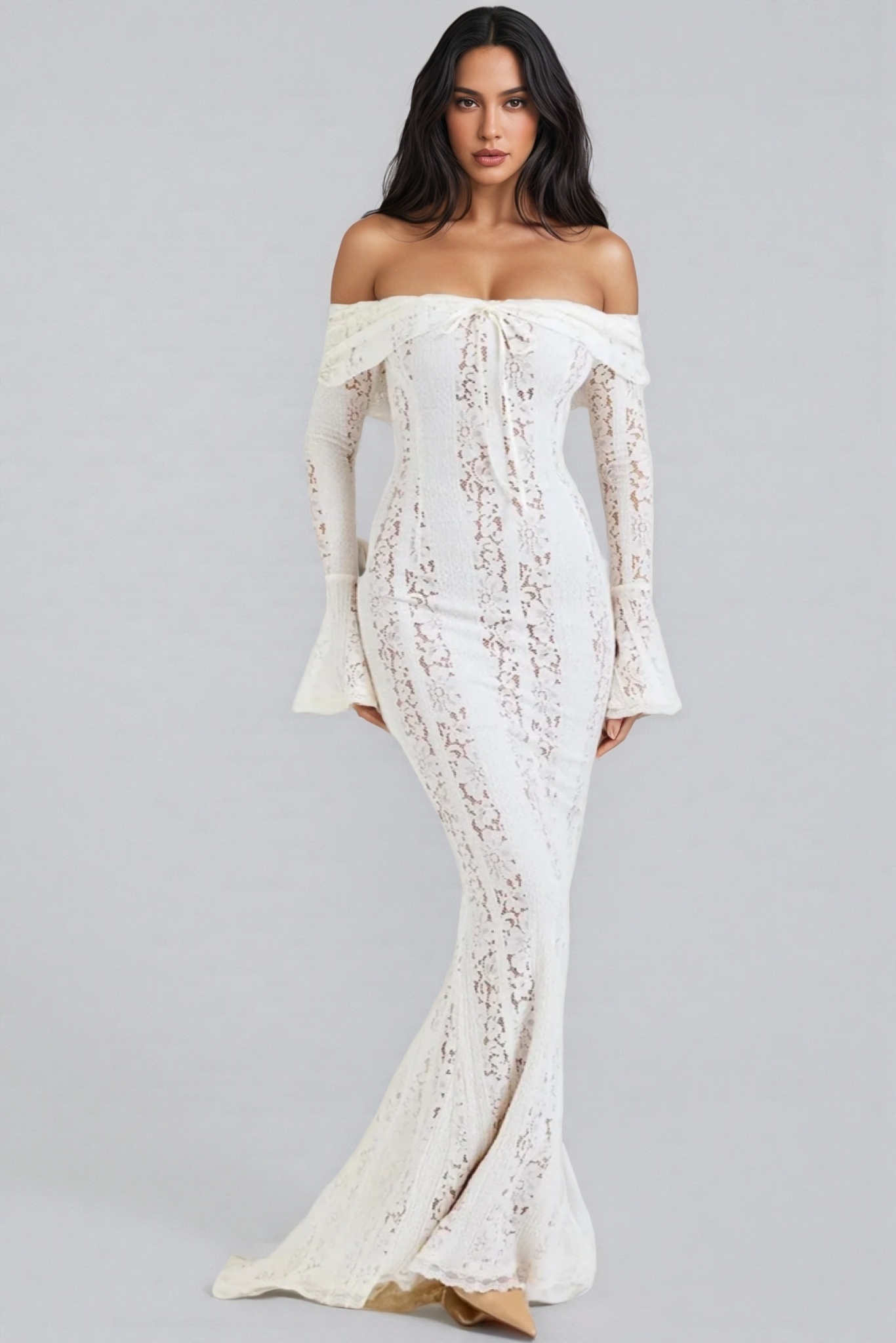 April Lace Trailing Maxi Dress
