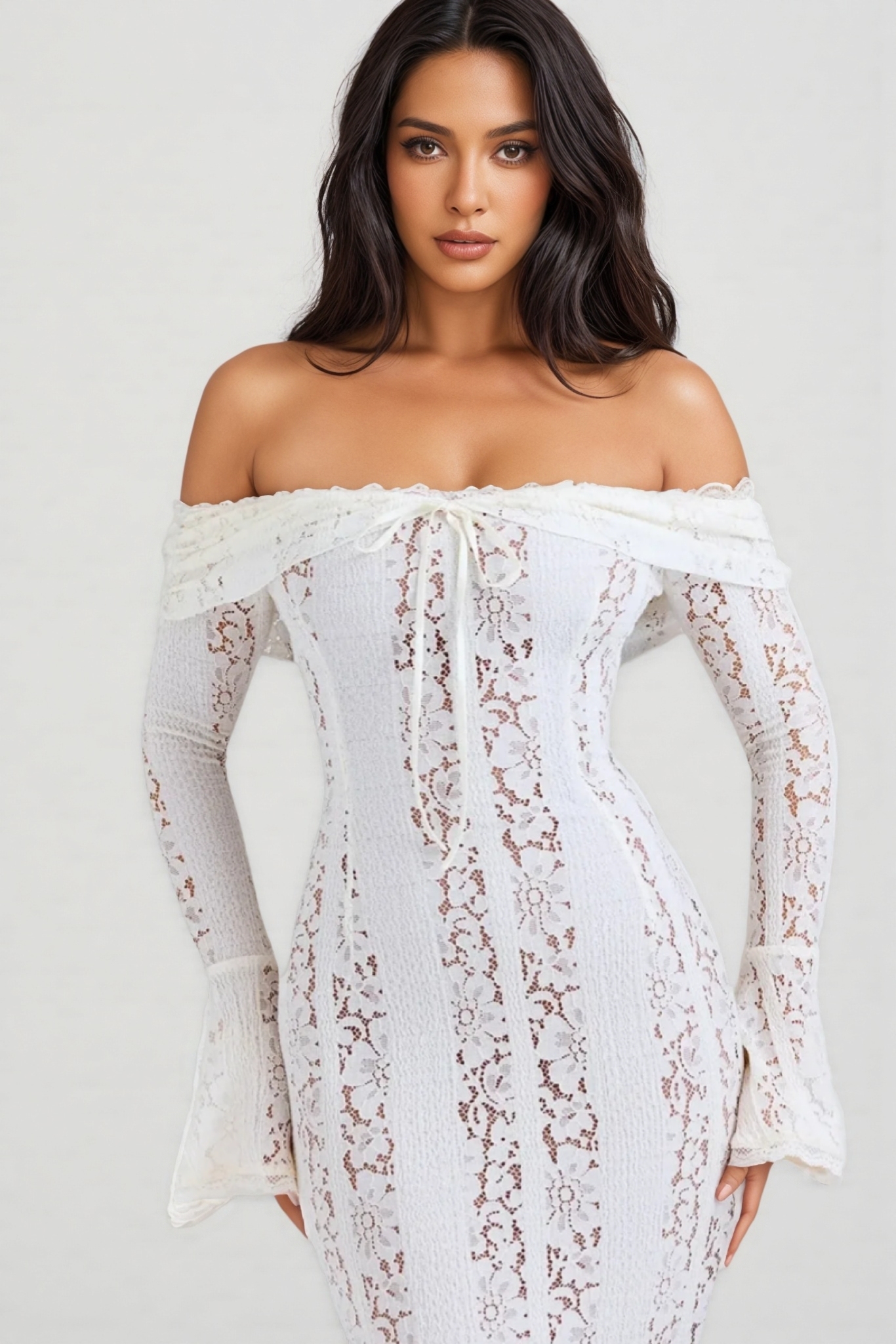 April Lace Trailing Maxi Dress