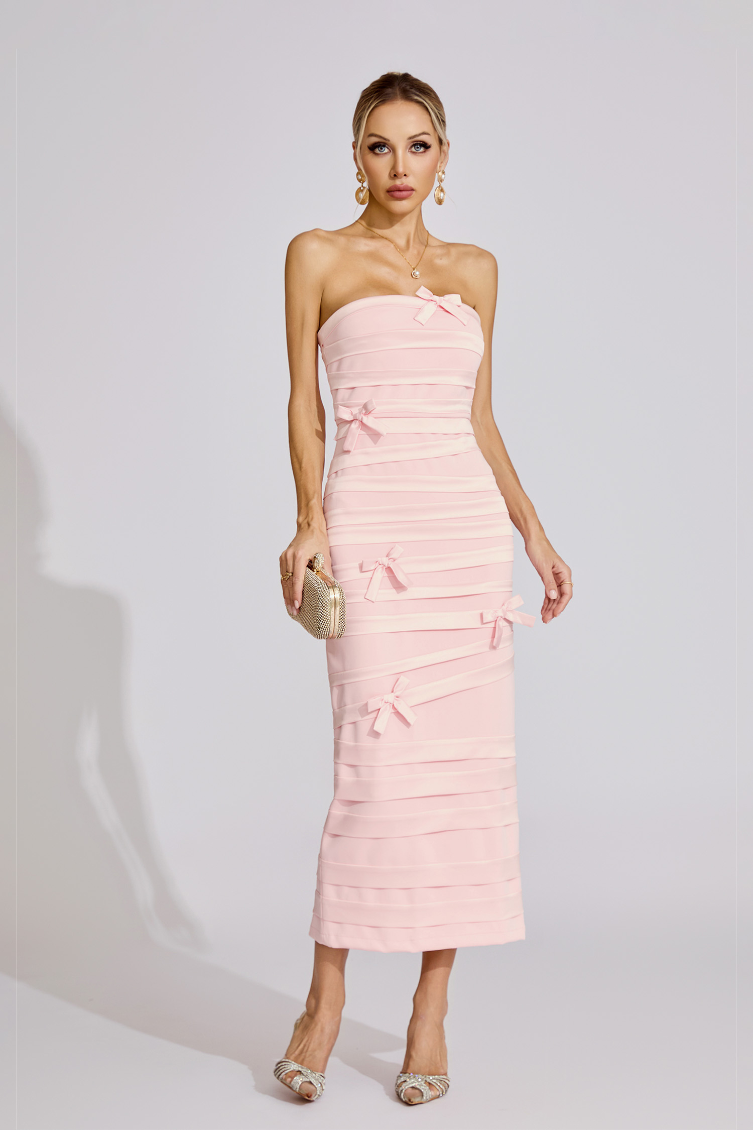 Everly Pink Bow Maxi Dress