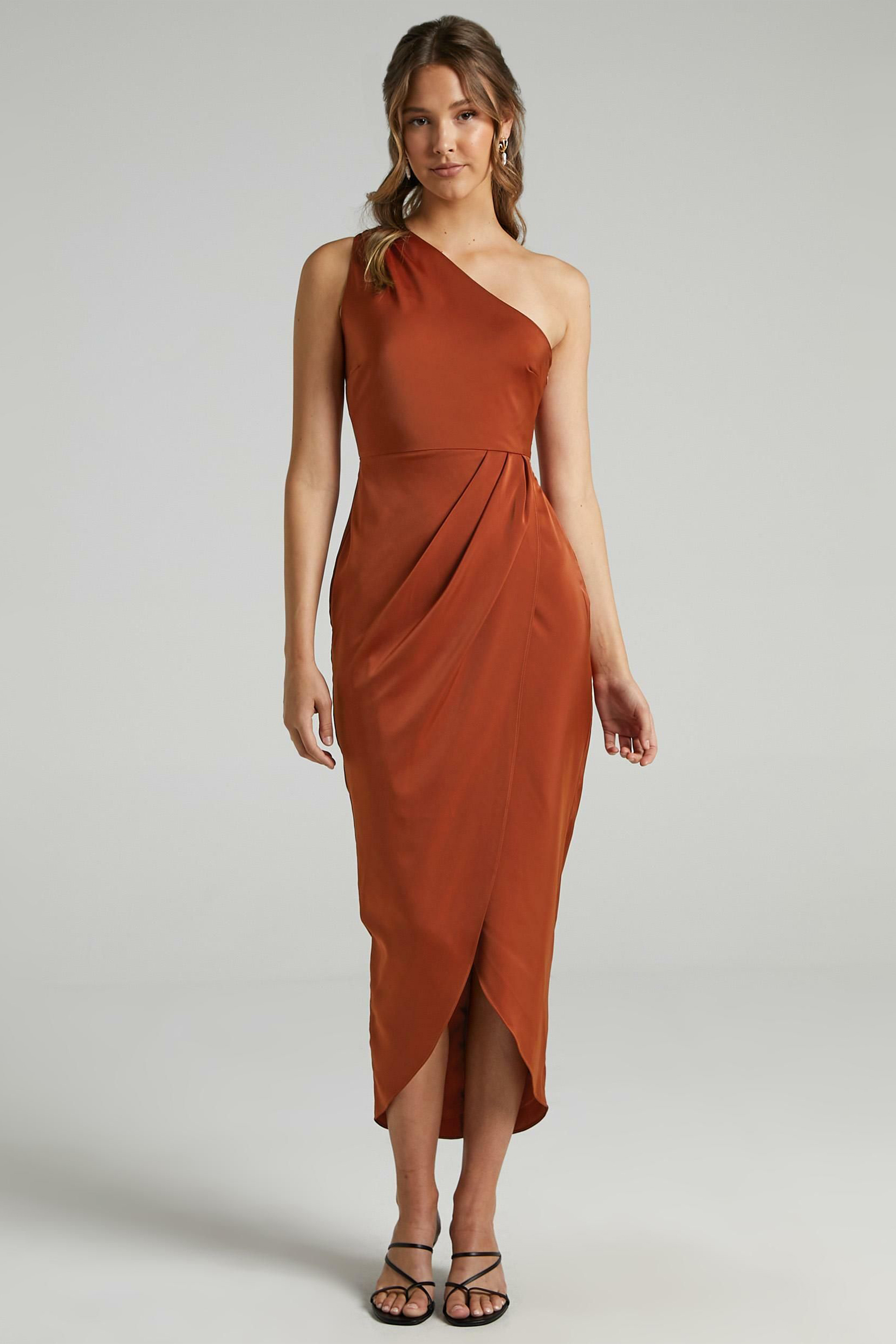 Frances One-Shoulder Backless Slit Midi Dress